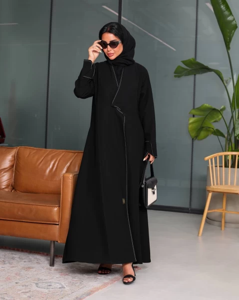 Crepe Abaya in black color IB216